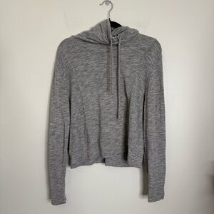Athleta Studio Rib Hoodie Pullover Gray Modal Stretch 812488 Womens Small S